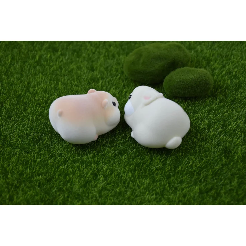 6pcs/Set Flocking Vinyl Animal Action Figure Hamster Rabbit Cat Kawai Workstation Desktop Decoration Perfect Girls Birthday Gift
