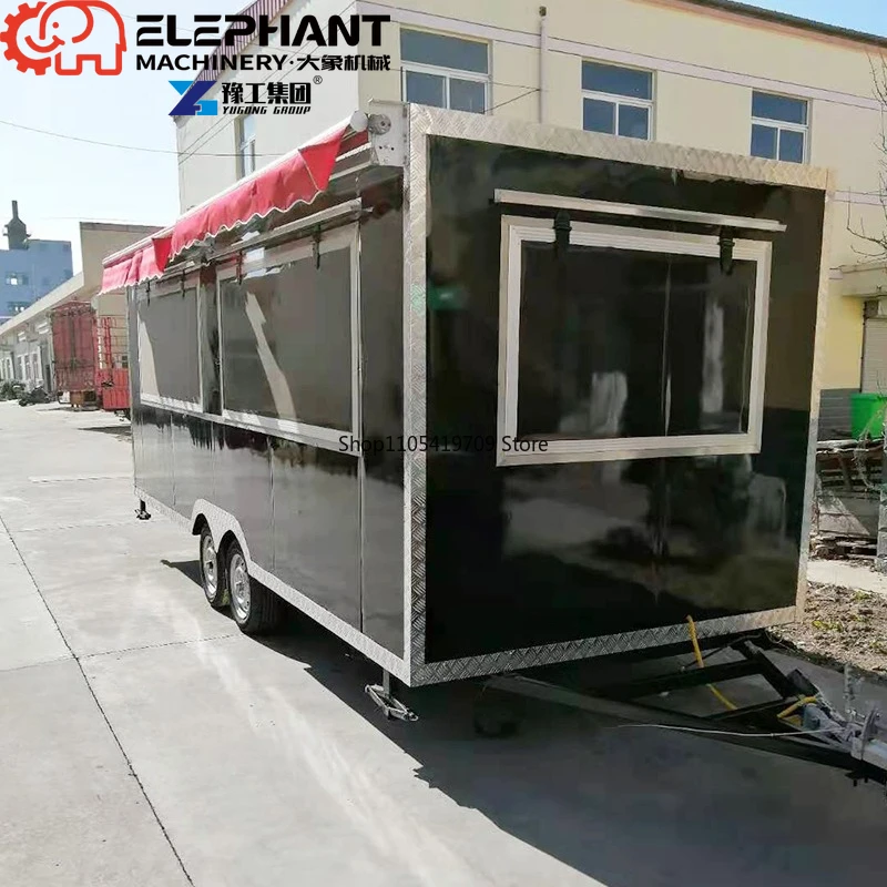 Customizable Rectangular Food Trailer Square Box Mobile Snack Bar Vending Trailer