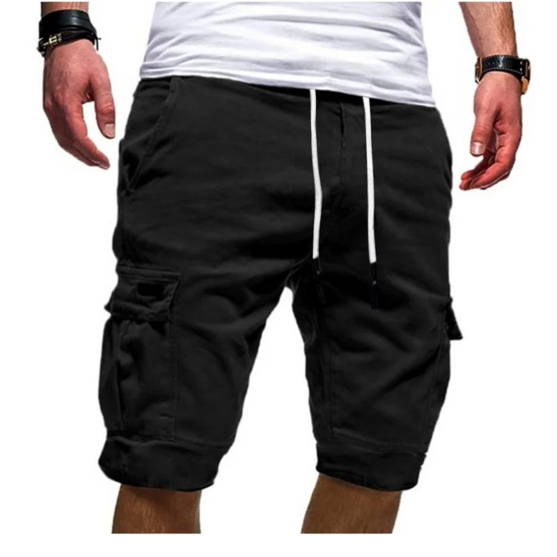 Summer Men\'s Outdoor Sports Light Absorbent Breathable Tiki Solid Color Rope Loose Casual Cycling Climbing Sports Shorts