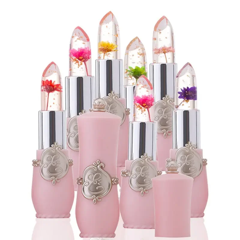 Waterproof Flower LipStick Jelly Flower Transparent Color Changing Lipstick Long Lasting 6 Colors Flower Lipsticks Lip balm 