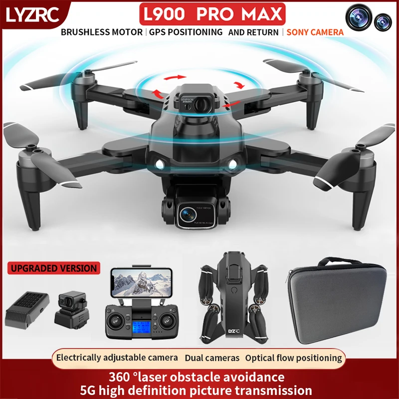 L900 PRO MAX GPS Drone 4K Professional HD Dual Camera 5G Wifi 360° Obstacle Avoidance Brushless Foldable RC Quadcopter Dron Toys