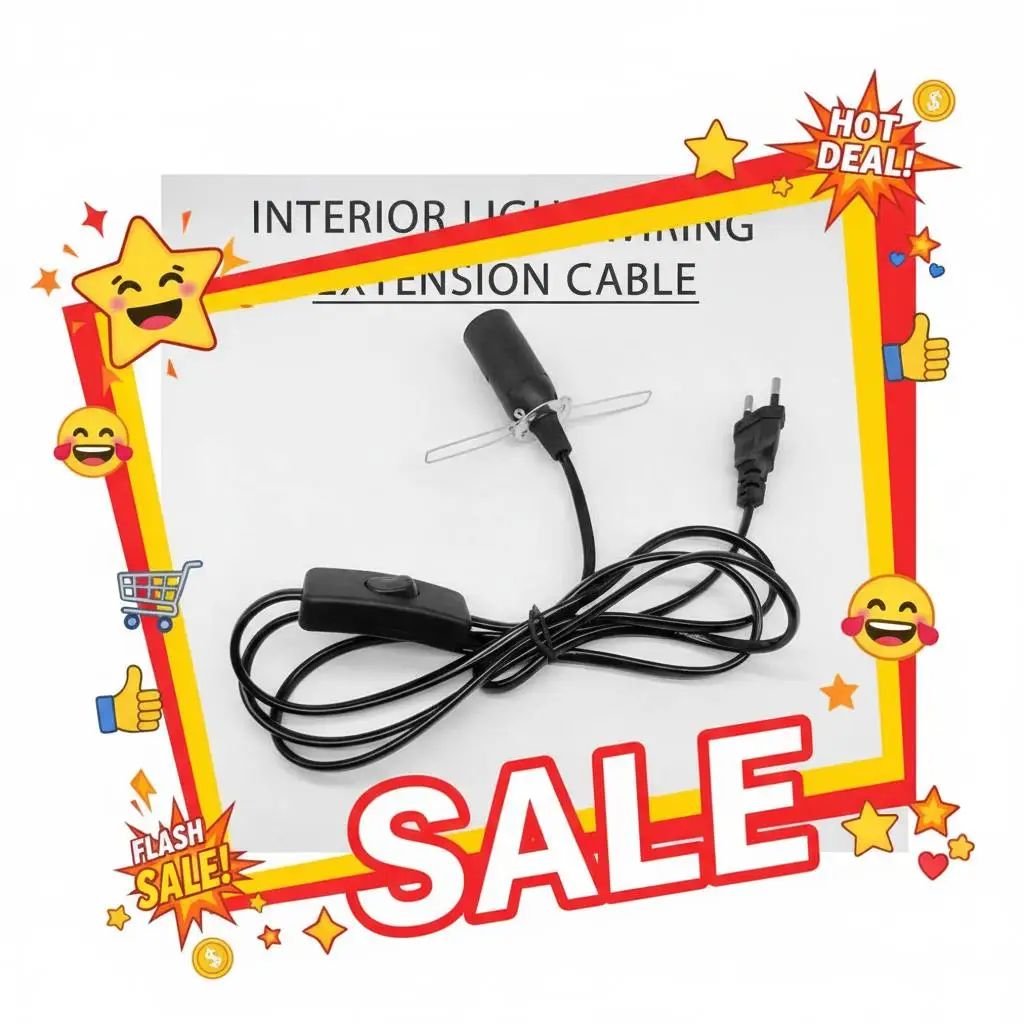 

Удлинительный кабель для внутренней подсветки автомобиля, 1,8 м, с адаптером EU/US и выключателем, для подключения к розетке