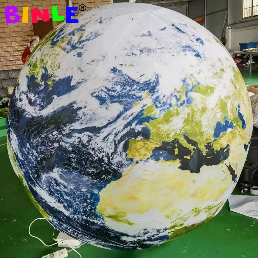 Espaço tema festa decoração grande inflável globo da terra bola com lâmpada led pendurado gigante balão planeta inflável