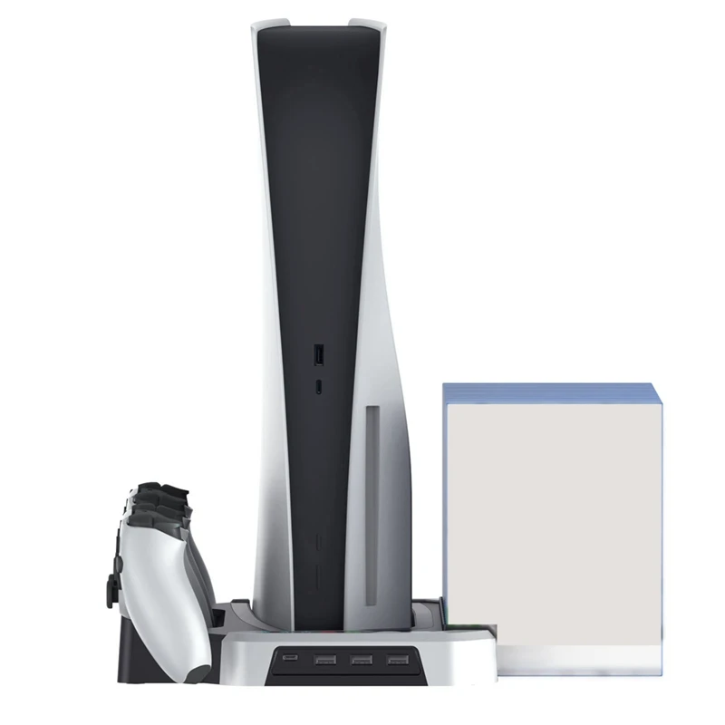 قاعدة تبديد الحرارة لقاعدة تبريد المضيف PS5 Pro/Slim/PS5 مع حامل شحن مروحة التبريد مع رف تخزين