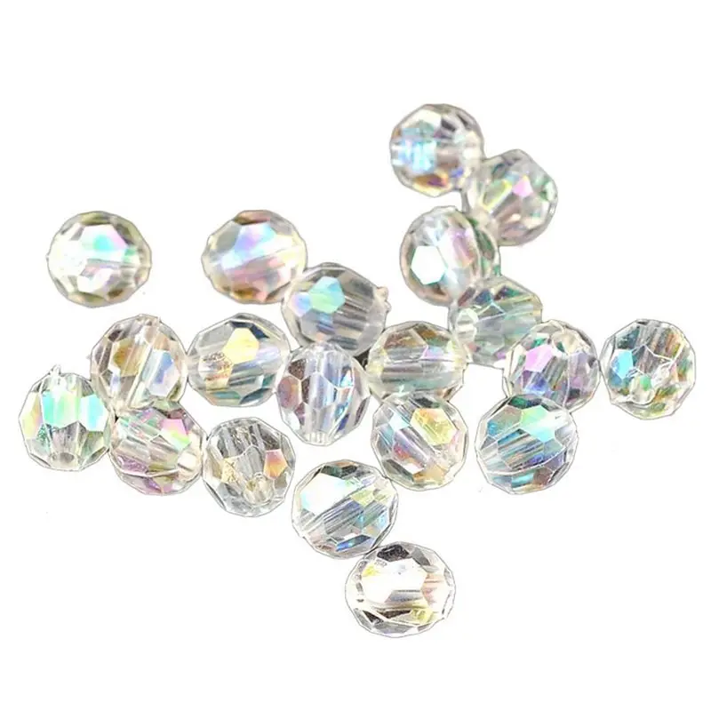 

500x Transparent AB Color Round Faceted Acrylic Crystal Spacer Beads 6x6mm Dia - Jewellery Making Findings,DIY Crafts