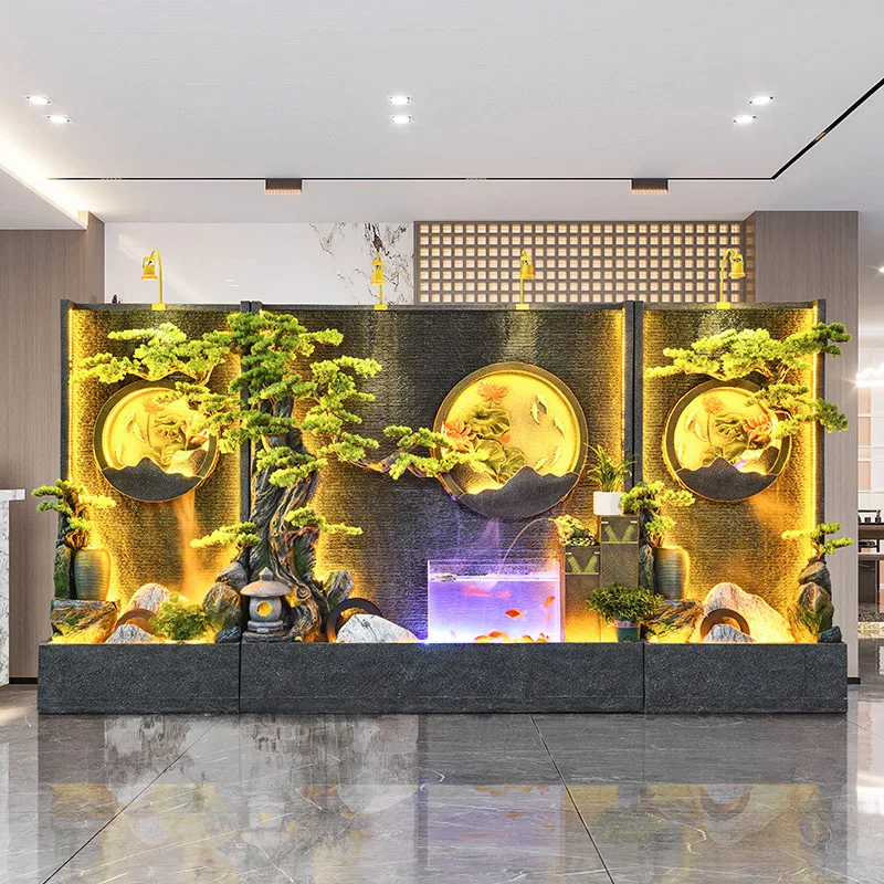 Flowing Water Curtain Wall Fountain Rockery Office Opening Housewarming Gift