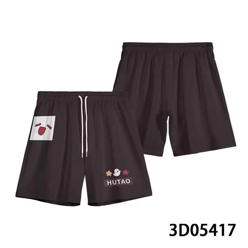 Hu Tao cos Genshin Impact 게임 애니메이션 의류 세트 티셔츠 반바지 여름 캐주얼 카와이 코스프레 데일리 할로윈 해변 코스프레