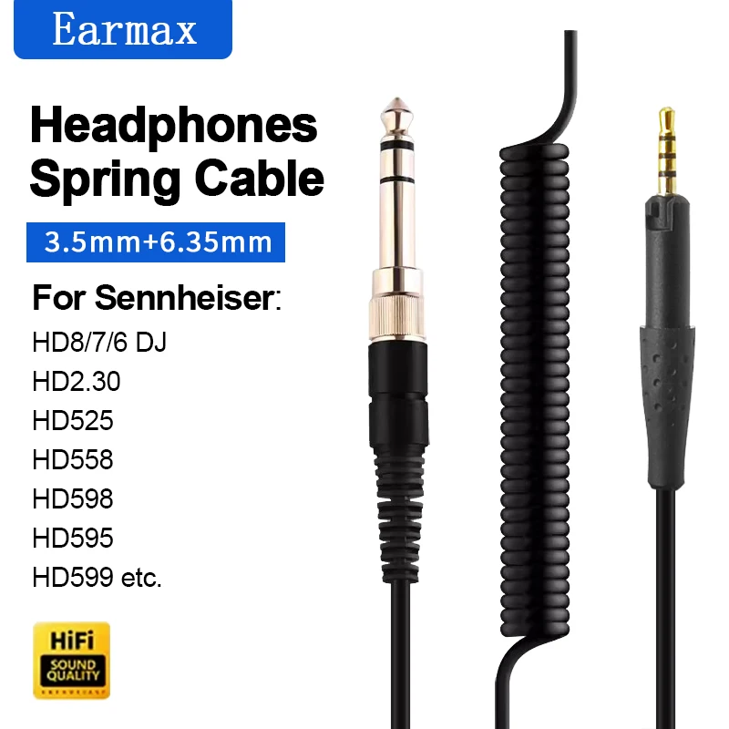 For HD8 HD6 HD7 HD6DJ MIX HD2.30 HD515 HD558 HD598 HD569 HD599 Headphone Replaceable 6.35/3.5mm to 2.5mm Headphone Spring Cable