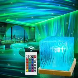 Aurora Star & Moon Projector Light 16 Colors Dynamic Rotating Aurora Projector Lamp With Remote Dimmable Christmas Party Decor