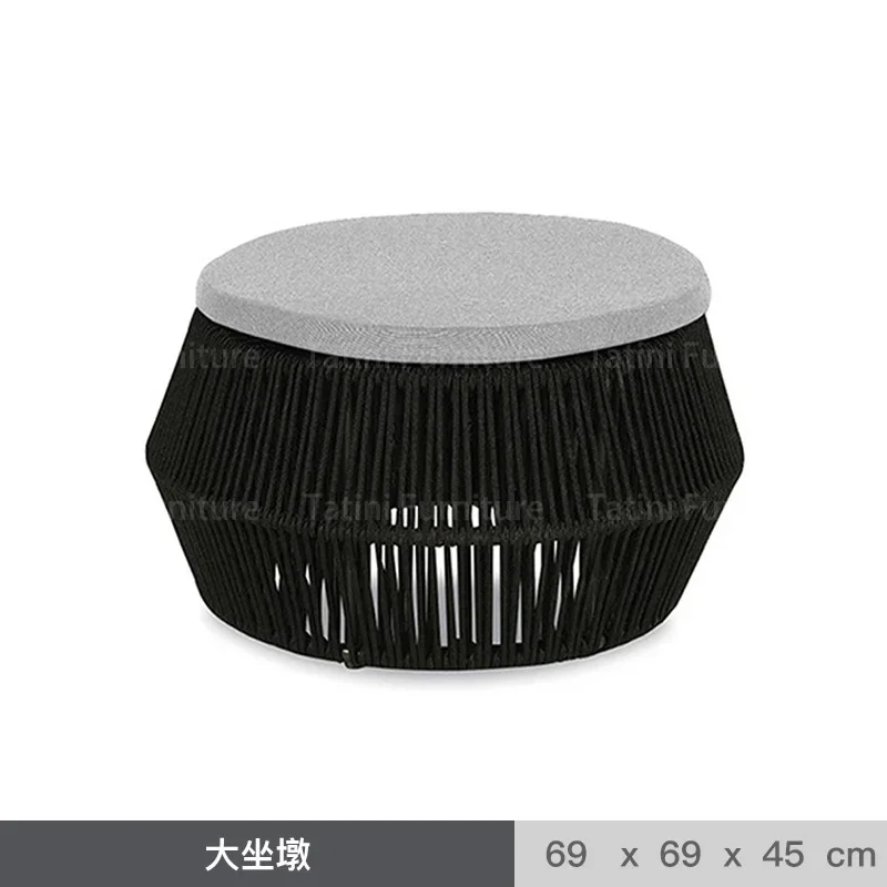 Garden outdoor hotel creative rattan flower pot small round coffee table balcony rattan flower box shelf