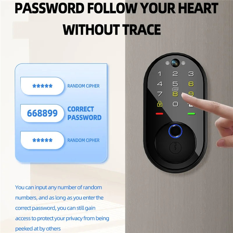 Tuya قفل الاتصال الداخلي عبر الفيديو الذكي للباب الأمامي مع التحكم في التطبيق ديدبولت الرقمي الإلكتروني مع لوحة مفاتيح تعمل باللمس #2