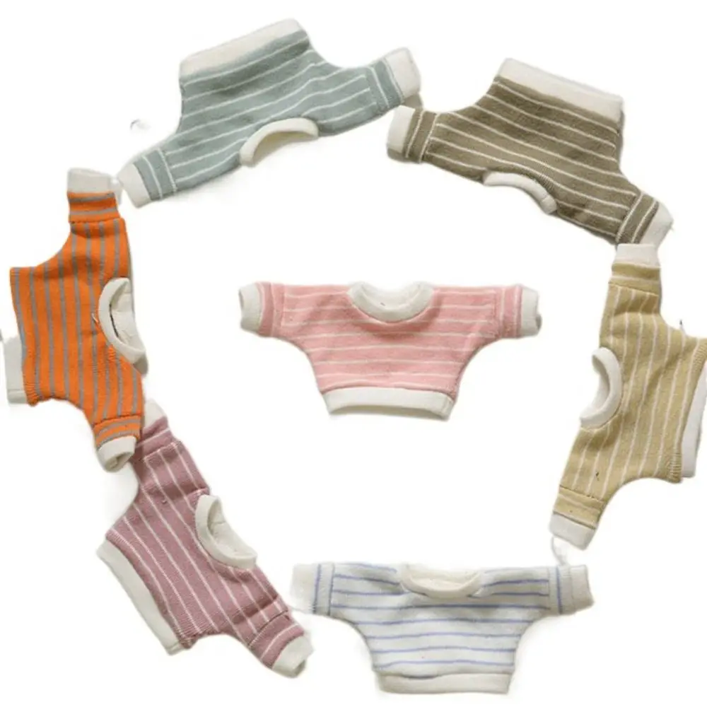 15cm Cotton Doll Clothes Undershirt Stripe Solid Color Plush Doll Clothes Creative DIY Dress Up Doll Accessories