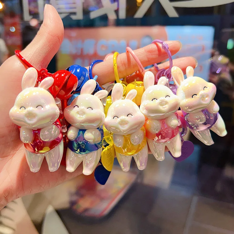 Cartoon Resin Plating Bunny Keychain Girls Cute Delicate Backpack Decoration Pendant Funny Couple Bunny Keychain Festival Gift