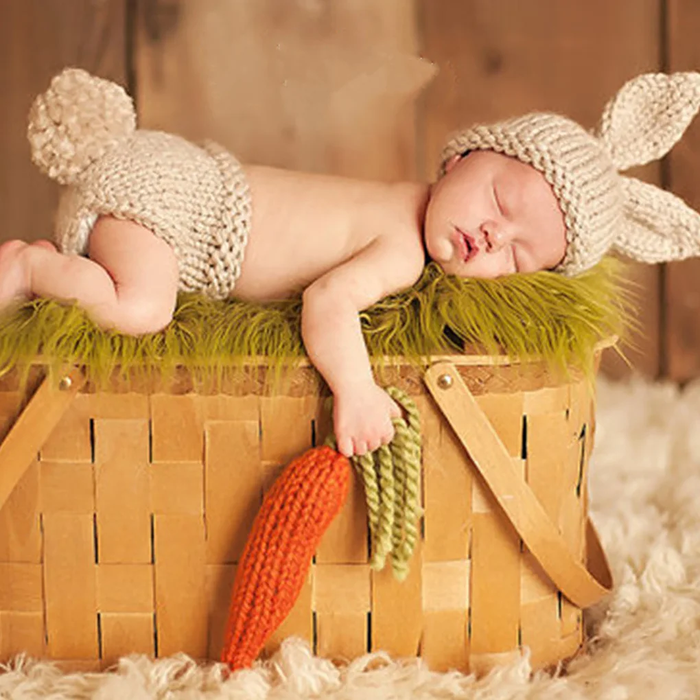 Newborn Photography Clothes Rabbit Costume Photo Prop Elk Design Baby Infant Knitted Costumes Hat Panties Baby Photo Accessories