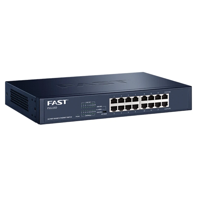 FAST FSG116D 16-port Full Gigabit Switch, 16 10/100/1000M Adaptive RJ45 Ports, Plug and Play, Steel Shell Design