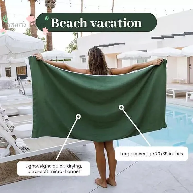 2PCSOutdoor beach magnetic bath towels Fiber quick drying towels