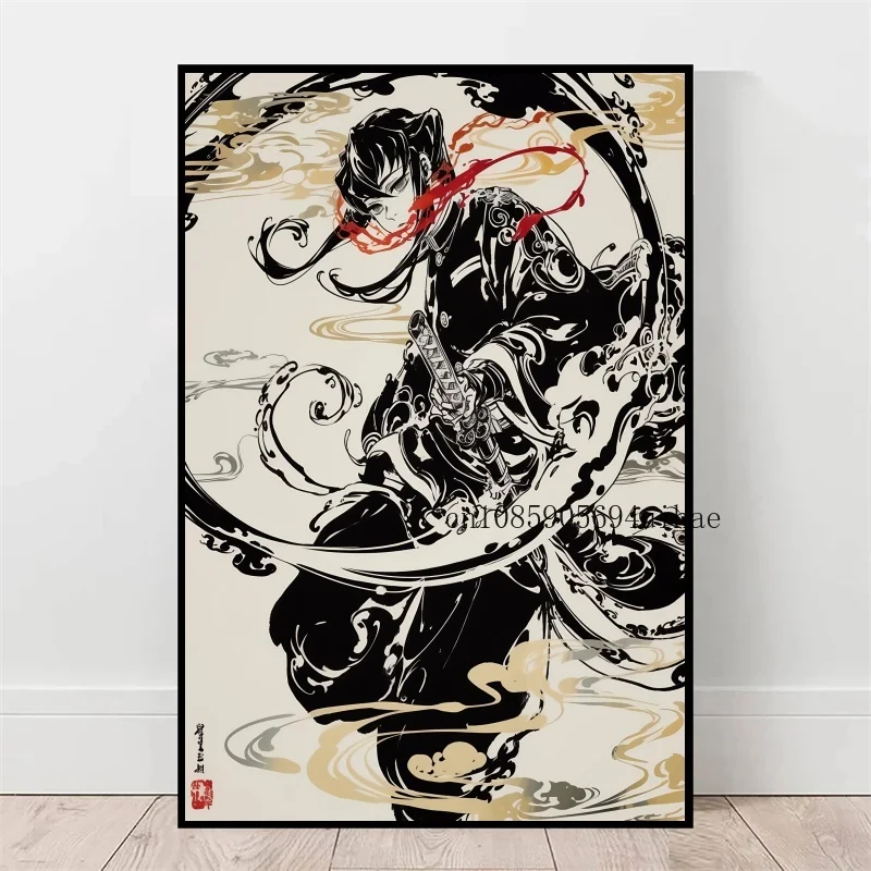 

Hot-blooded Demon Slayer Tanjirou Tanjirou Nezuko Cartoon Ink Painting Canvas Wall Home Decor Anime Poster Wall Art Room Decor