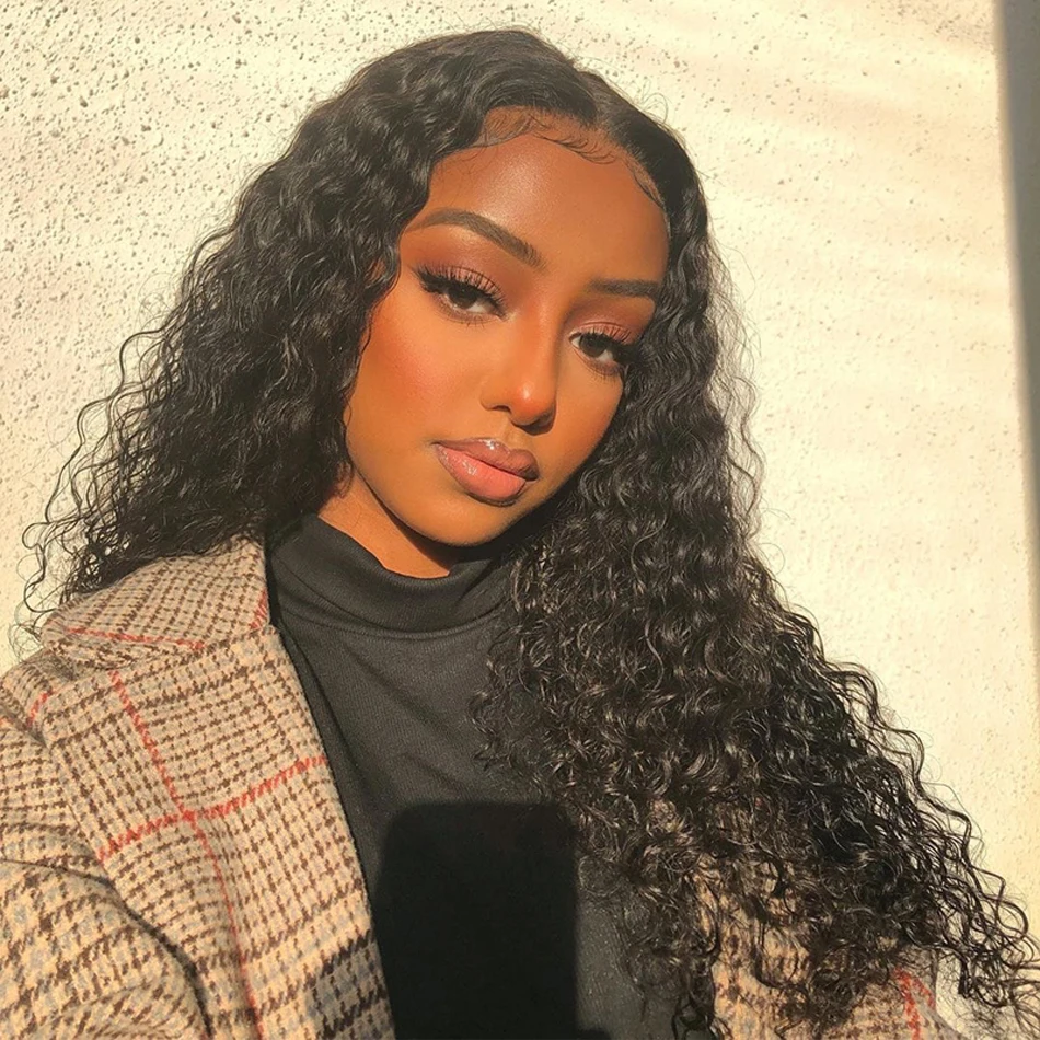 13x6 HD الدانتيل الجبهة خصلات الشعر المستعار الإنسان البرازيلي موجة المياه الرطب ومموج طويل شعر بشري مجعد الدانتيل أمامي خصلات الشعر المستعار الإنسان