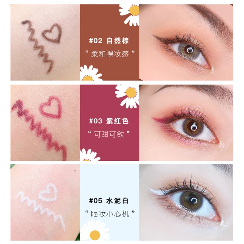 1pc Waterproof Eyeliner Gel Pencil Matte Silkworm Eyeliner Pen Brown Lasting Not Blooming Quick Drying Eye Liner Gel Pen Makeup