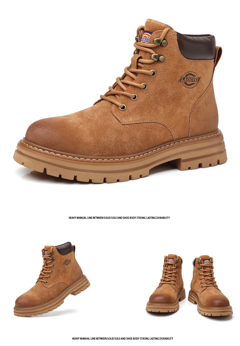 Echtes Leder Herrenstiefel Outdoor Freizeitschuhe für Männer Plateaustiefel Knöchelstiefel Hochwertige Herrenschuhe Männliche Motorradschuhe – Detail 18