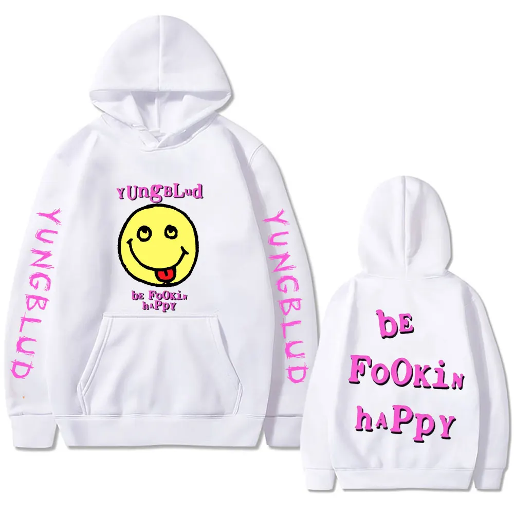 Singer Yungblud Be Fookin Happy Print Hoodie Unisex Casual Fleece Cotton Sweatshirt Men Women Hip Hop Rock Oversized Pullover