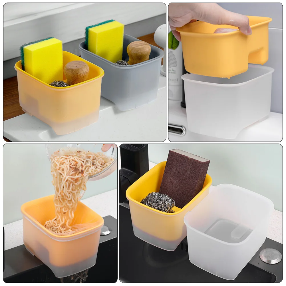 

Plastic Drain Kitchen Waste Bin Sponge Holder Strainer Corner Basket for Sink Gadgets Rack Drain Kitchen Sink Brush Holder