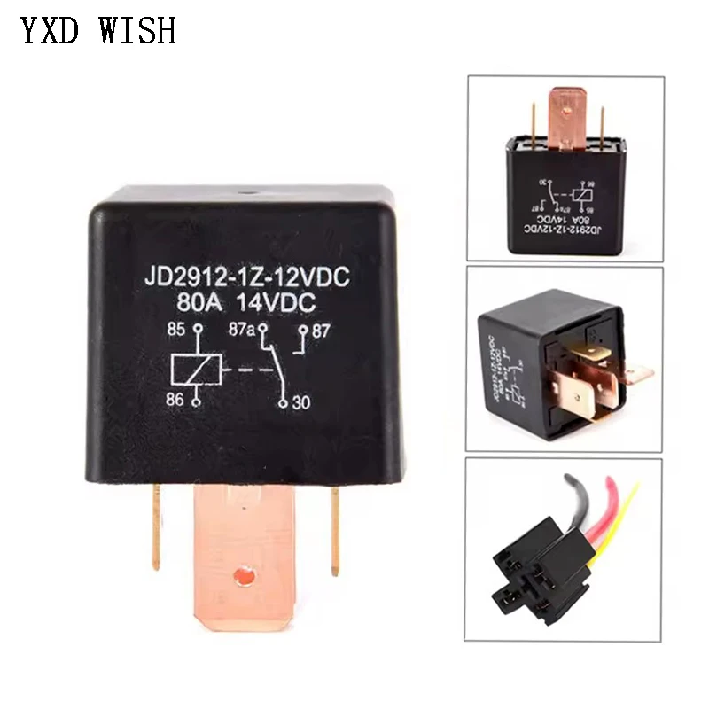 5pcs 80A 4Pin / 5Pin Waterproof Automotive Relay With Wired Socket DC12V DC24V Relay For Head Light Air Conditioner Relays