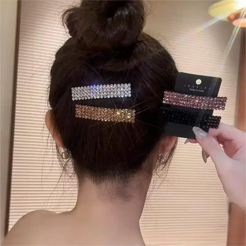 Voller Diamant Super Glänzende Haarnadel Stilvolle Temperament Bb Clip Gebrochenes Haar Quadratische Seite Haarnadel Haar Zubehör Für Frauen – Detail 3