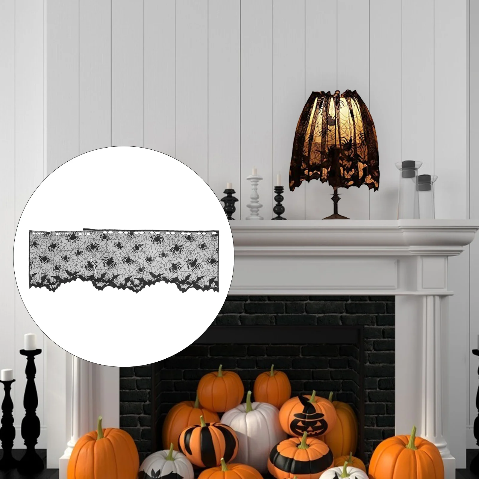

3Pcs Lace Halloween Lamp Shade Cover Spider Web Style Light Shade Topper Decoration Halloween Festival Supplies Home Decor