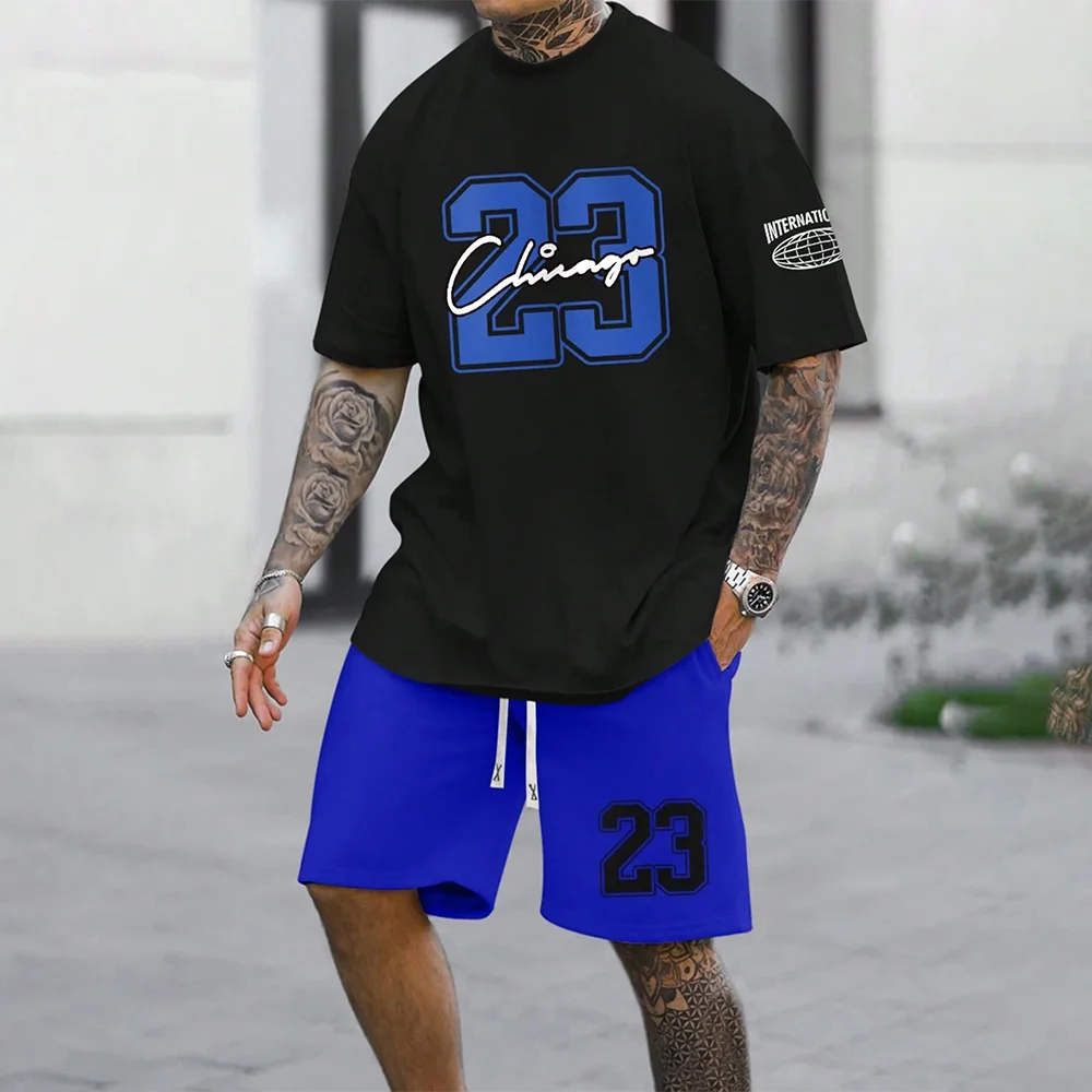 Men\'s T-shirt Pants Tracksuit 3D Print T Shirts Trousers Sets 2 Pieces Fashion Streetwear Male Oversized Suits Sportswea
