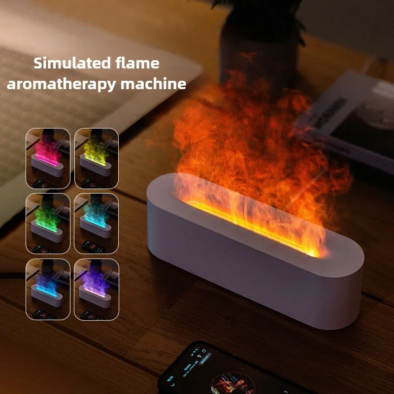 Simulated Flame Aromatherapy Machine Creative Colorful Atmosphere Light Home Office Flame Humidifier Aromatherapy Machine