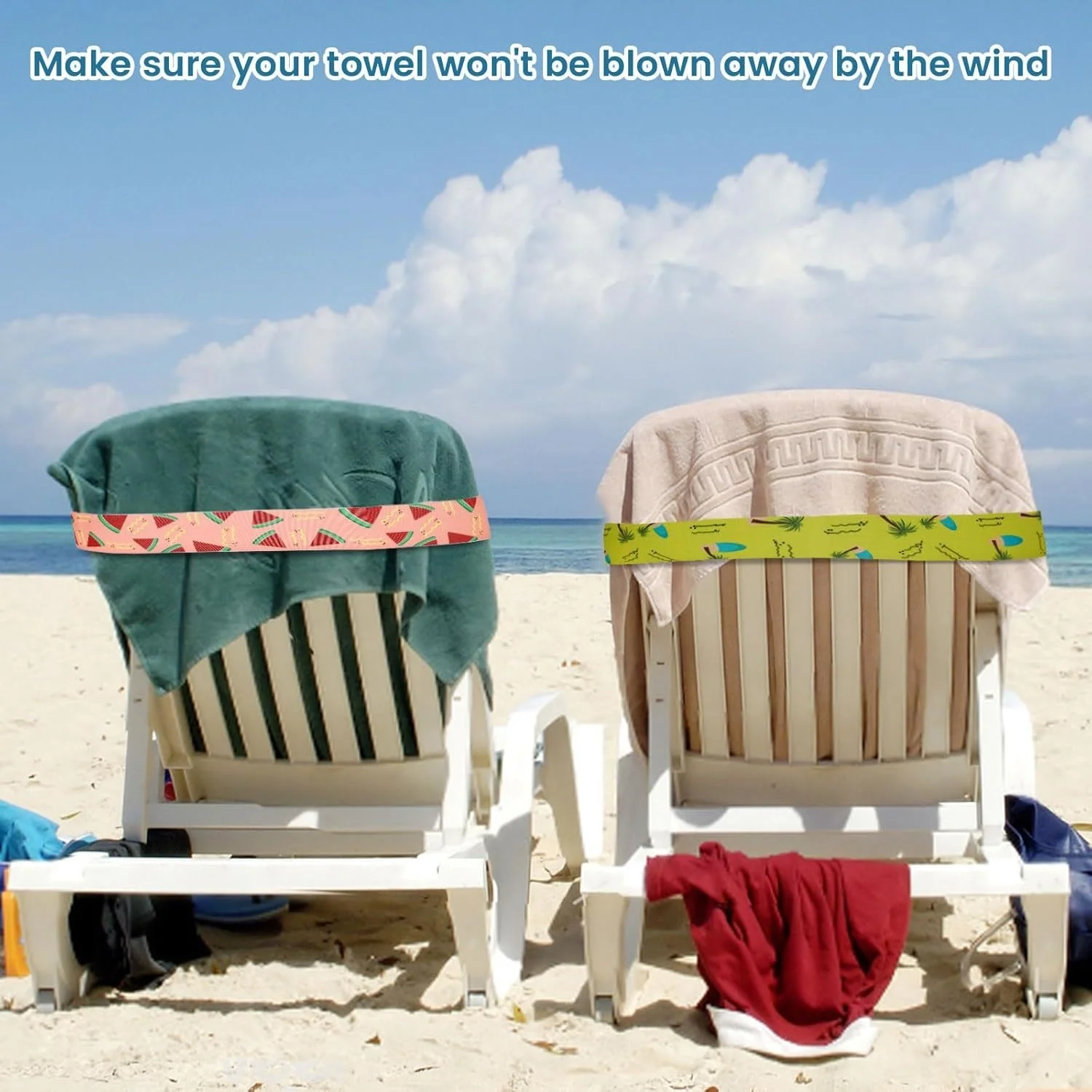 5Pcs Colorful Bed Sheets, Blankets, Clothing Storage Straps. Beach Chair Towel Straps To Prevent Being Blown Away By The Wind - view 4