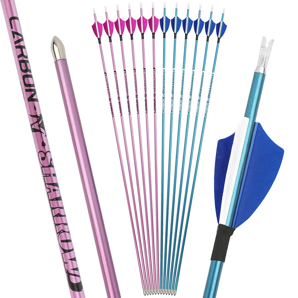 

6/12pcs 32 inch Pure Carbon Arrow Spine 400 500 600 700 800 900 1000 ID 4.2mm Archery For Compound Recuvre Bow Hunting Shooting