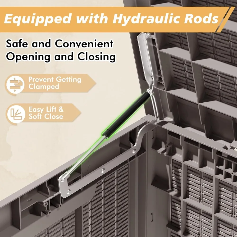 صندوق تخزين راتينج خارجي مقاوم للماء لأثاث الفناء وأدوات الحدائق ومستلزمات حمام السباحة - متين ومقاوم للأشعة فوق البنفسجية ومقاوم للعوامل الجوية