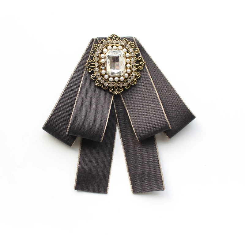 Koreanische Stoff Fliege Broschen Frauen Anzug Hemd Kragen Perle Kristall Beee Revers Pins Casual Britischen Stil Krawatten männer Schmuck – Detail 5