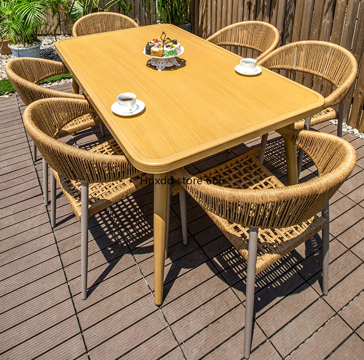 Garden rattan chair household combination terrace dining table and chairs