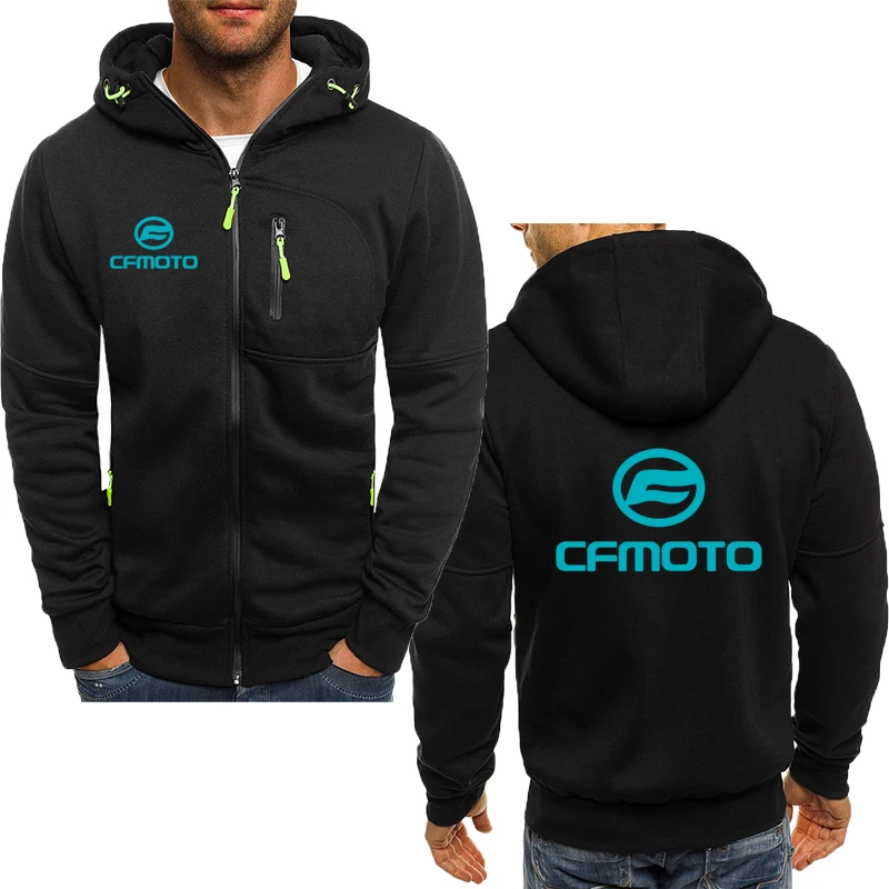 CFMOTO เสื้อคาร์ดิแกนมีซิปมีฮู้ดแนวฮิปฮอปสตรีททรงหลวมมีเสื้อฮู้ดดี้กันหนาวสำหรับผู้ชาย