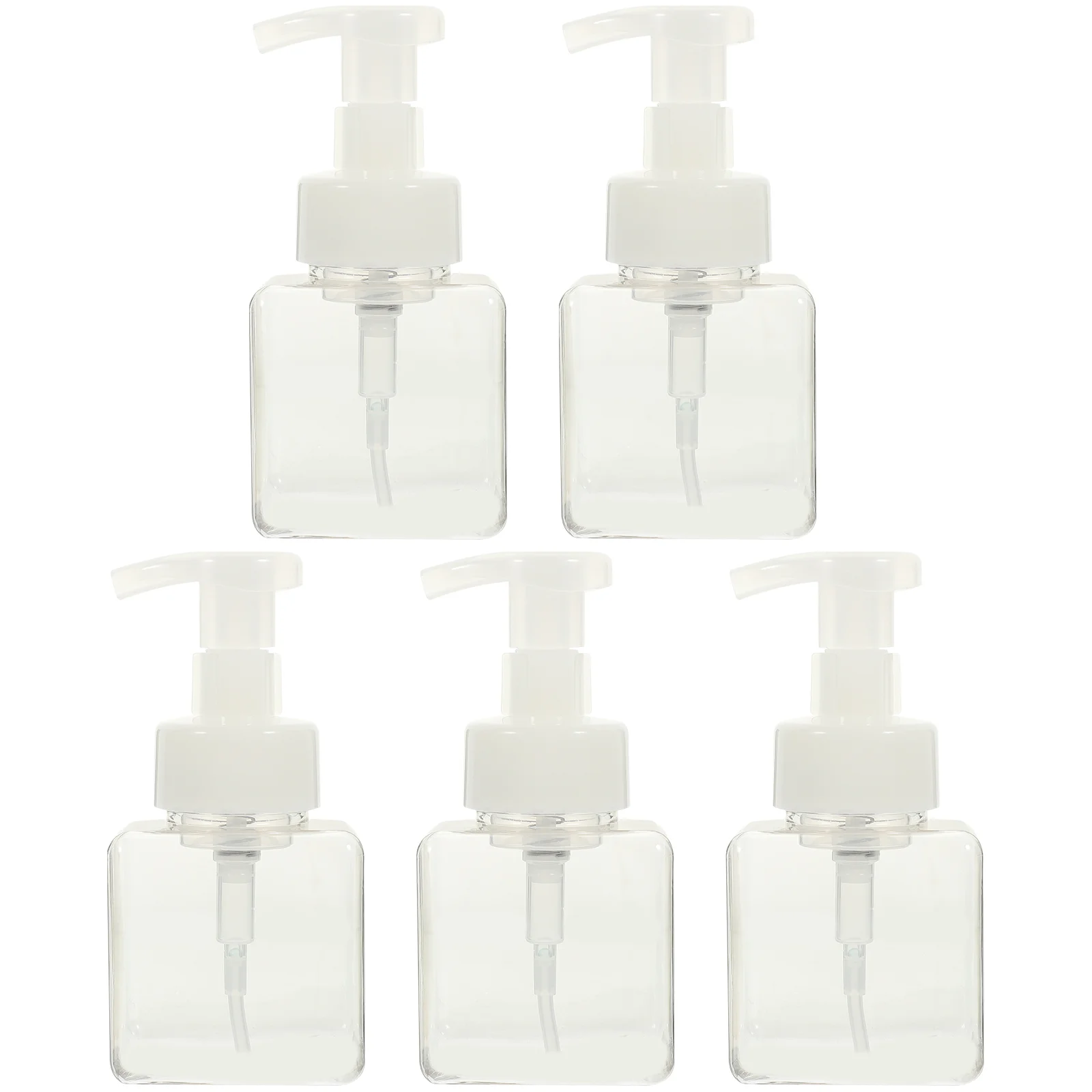 

5 Pcs 250ml Square Mousse Foaming Bottle Press 5pcs (Transparent + Pump) Portable Bottles Shampoo Small for Lotion Plastic