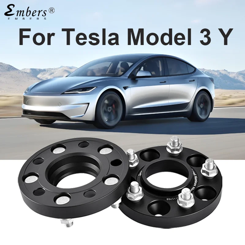 

Embers For Tesla Model 3 Y PCD 5X114.3 CB 64.1 M14X1.5 Black Forged aluminum Wheel Spacer Hub Adapter 1 Piece