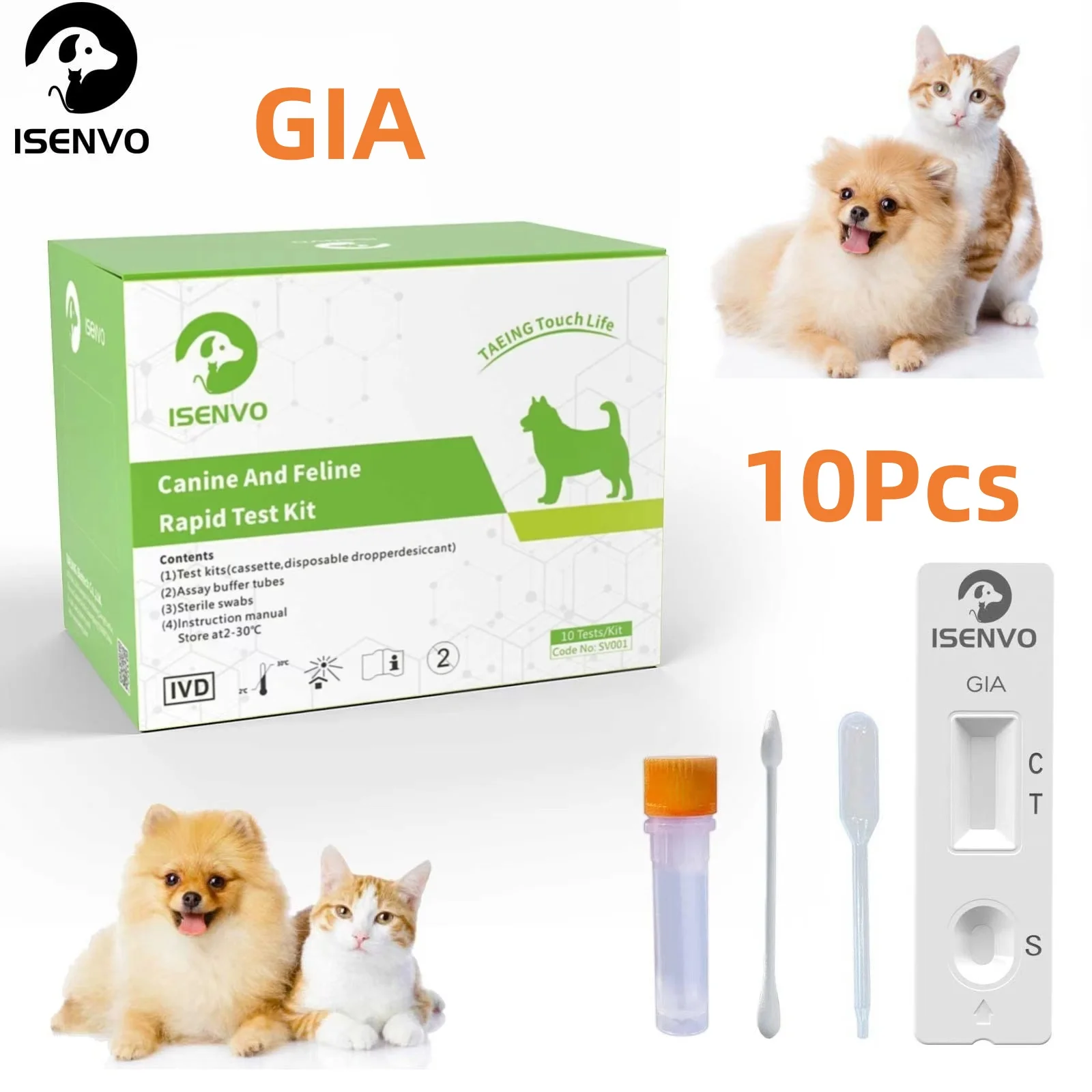 

10Pcs GIA - Canine & Feline GIARDIA Rapid Test Kit Dogs & Cats Home Health Detection