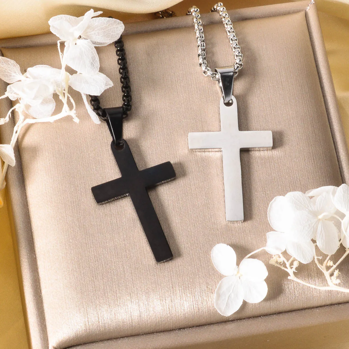 Cross Stainless Steel Necklace Church Blessing Christ Pendant Accessory Necklace Men Women Hip-hop Punk Jewelry Daily Wear Gifts