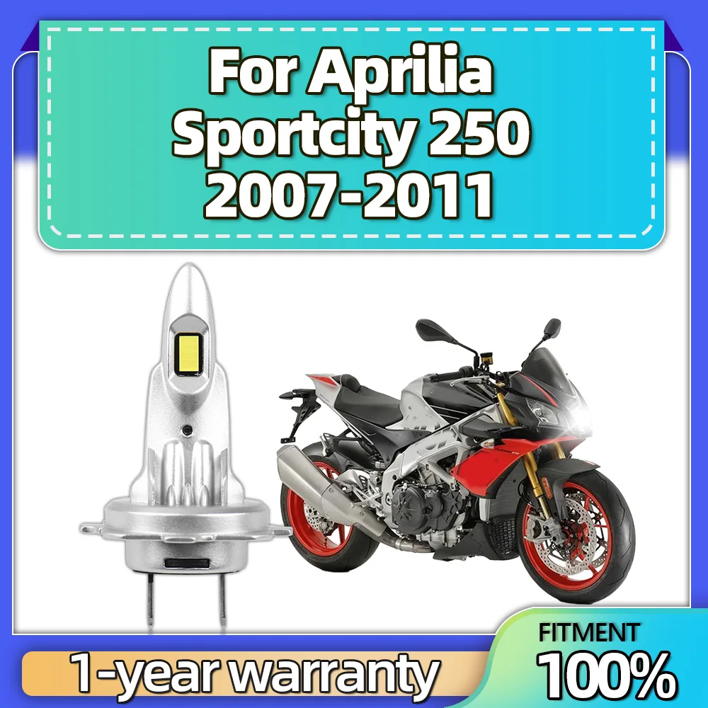 For Aprilia Sportcity 250 2007 2008 2009-2011 H7 LED Headlight 15000LM 6000K 12V CSP 3570 Chips Super Bright Motorcycle Bulb