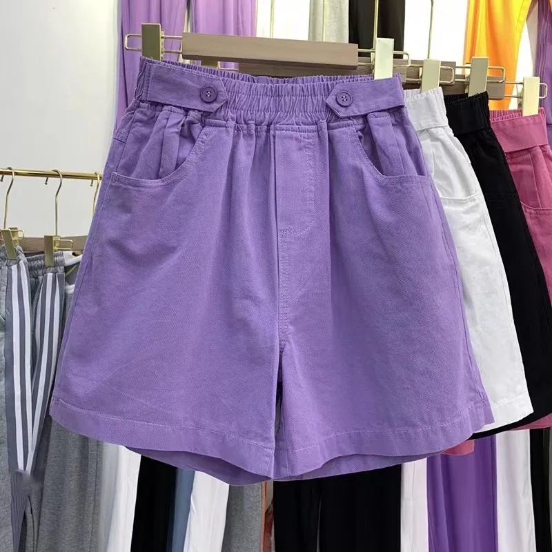 

Youthful Purple High- Wide-Leg For Women, 2026 Summer Thin Washed Denim Cotton Loose Casual Shorts