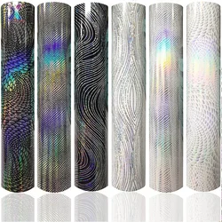 XFX HTV 25x30.5cm Holographic Laser Black & White Heat Transfer Vinyl Iron for T-Shirts Craft Decoration Heat DIY