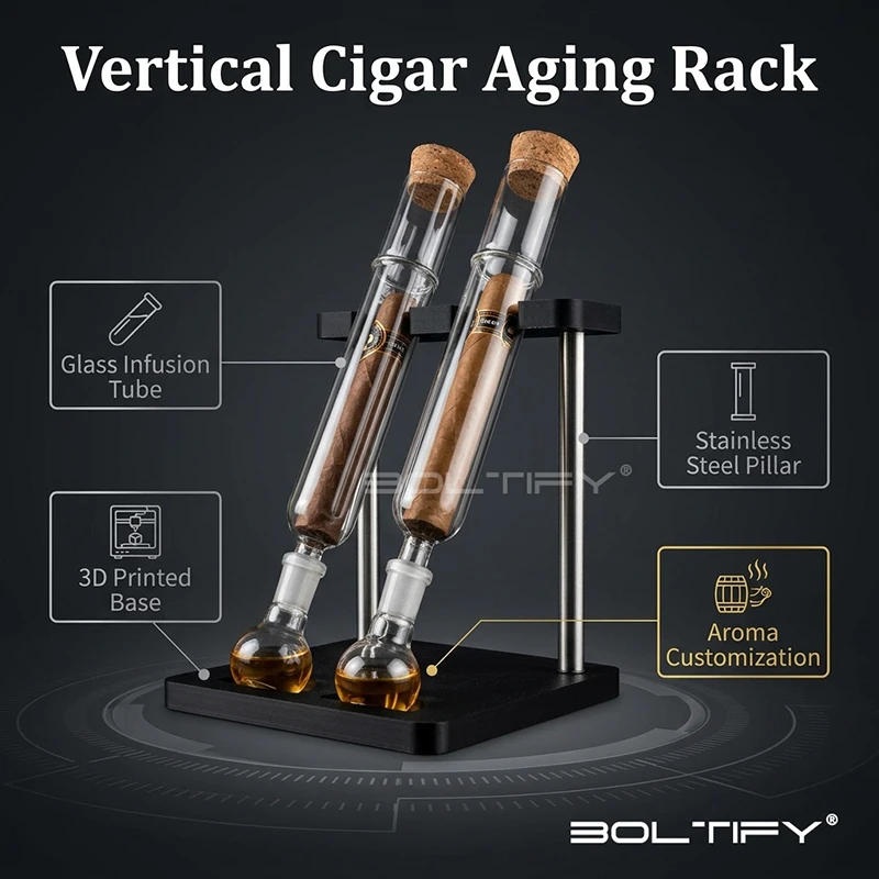 PLA Cigar Tubes Humidor Sets With Cigar Flavor Infuser, Ball Base & Wooden Plug,cigar Incense Glass Tube Set, Chrismas Gifts