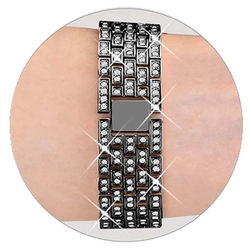 Diamanten polsband voor Samsung Galaxy Watch 7 6 5 4 40/44 mm Geen gaten Horlogeband Galaxy Watch 6 Classic 43/47 mm Gebogen uiteinde armband