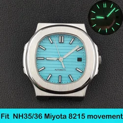 NH35 Case Nautilus 39mm Men Watch Accessories Luminous Dial Hands Stainless Steel Case for NH36 Miyota8215 Movement Clear Case