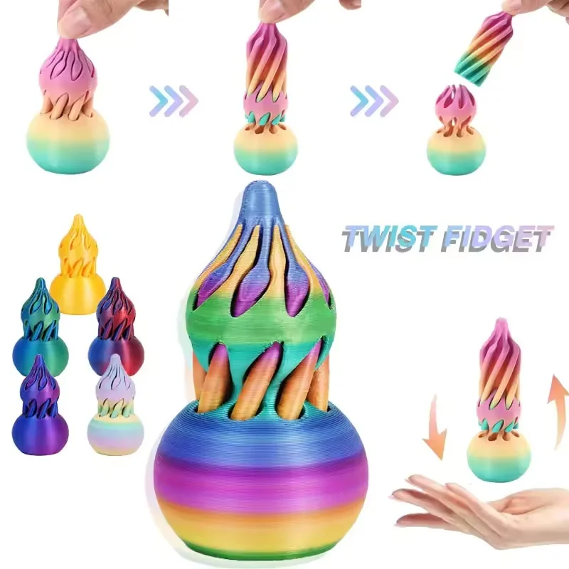 

3D Printed Spiral Cone Fidget Toy Twisting Fun Desktop Accessory Stress Relief Home Office Decorative Figurines VibrantGradient