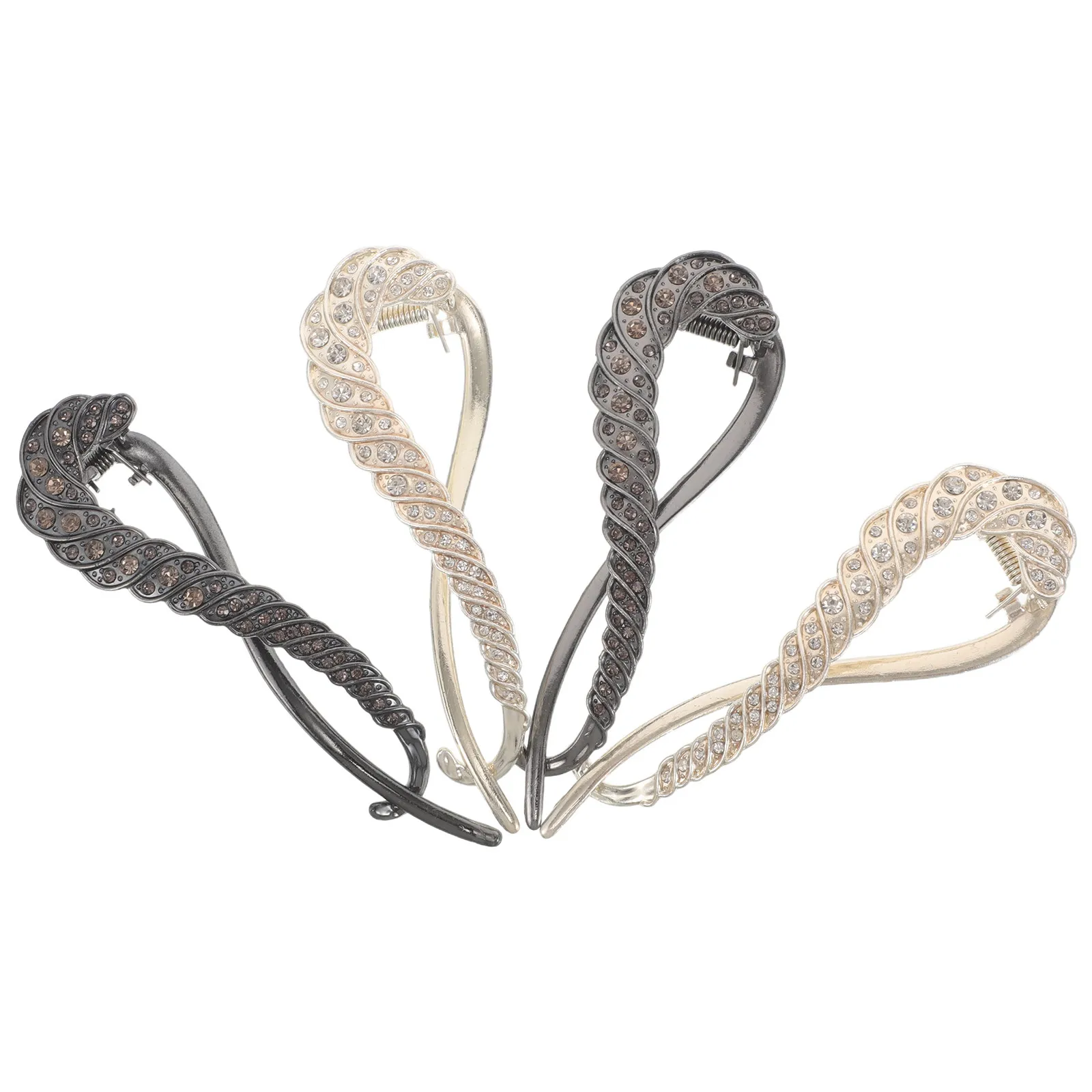 

4Pcs Glitter Hair Clips Rhinestone Decorated Metal Side Clips Strong Hold Bridal Prom Wedding Party Hair Jewelry