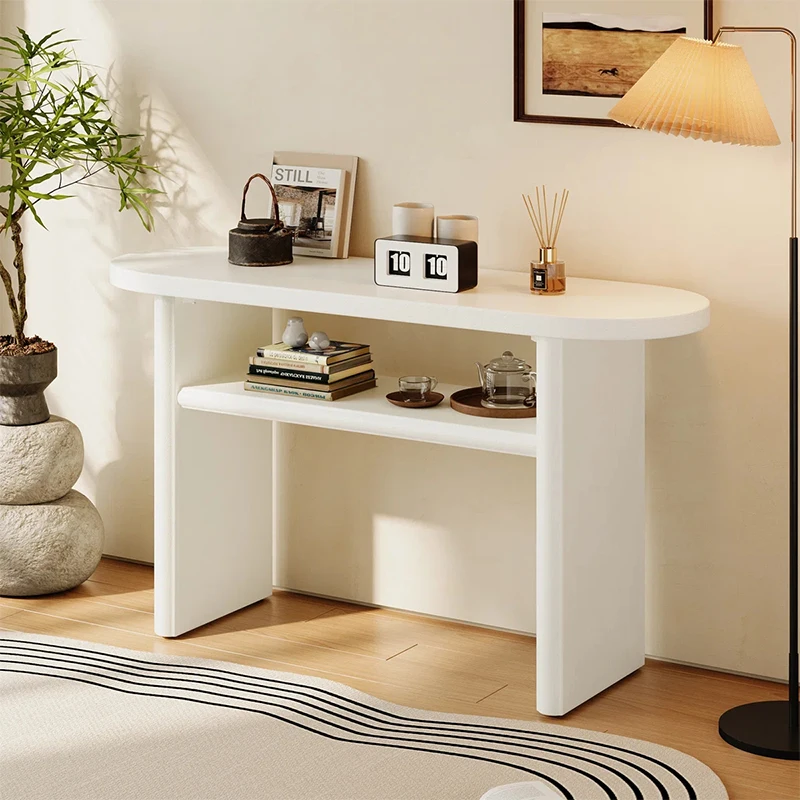 

‌Modern Minimalist Entryway Table, Solid Wood Console Table, Wall-Mounted Non-Slip Display Shelf, Creative Home Decor‌